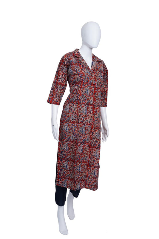 Red Cotton Ajrakh Kurta