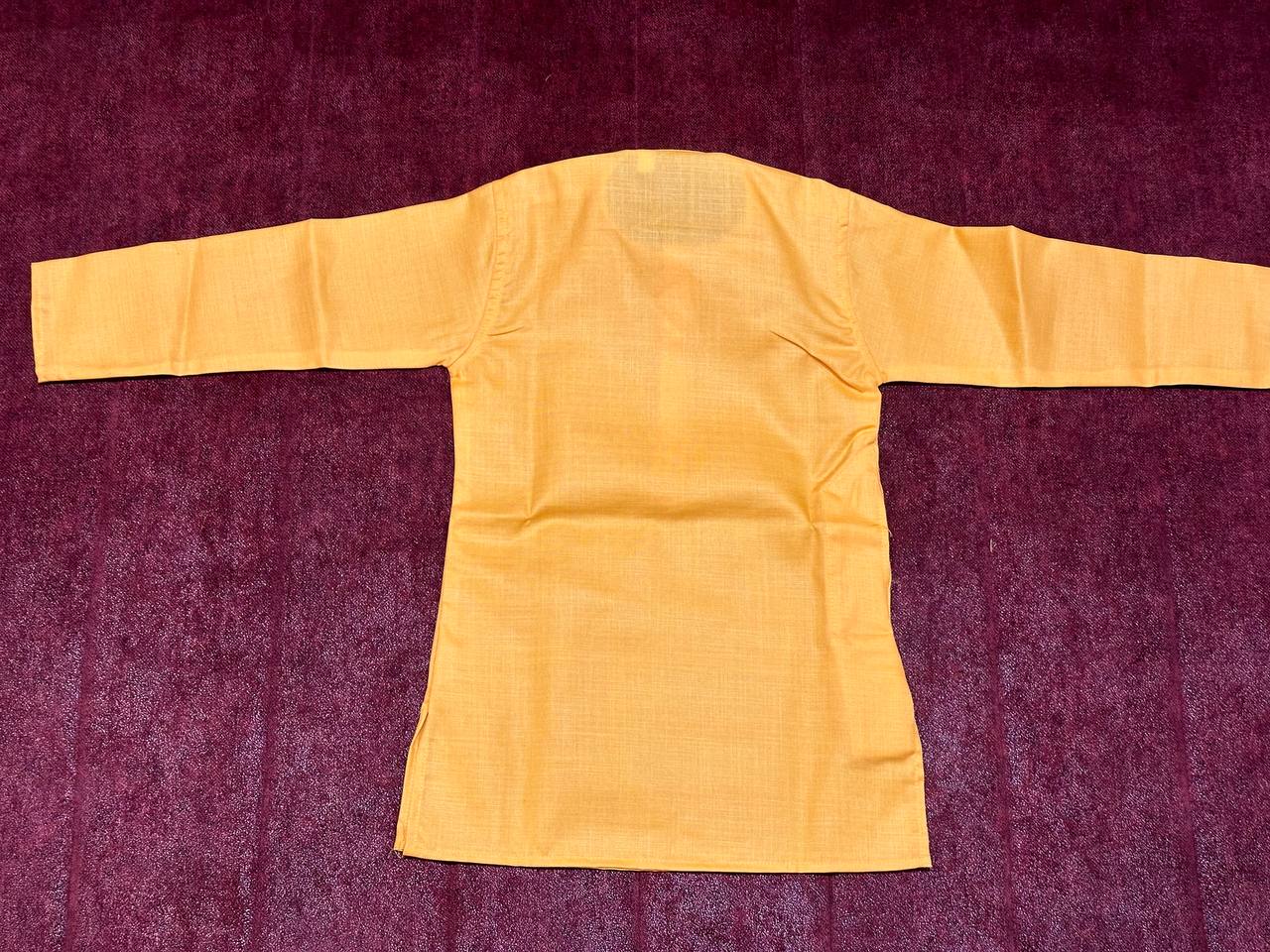 Bond Collar Plain Gold Yellow Kids Kurta Set