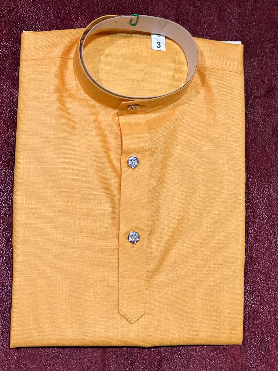 Bond Collar Plain Gold Yellow Kids Kurta Set